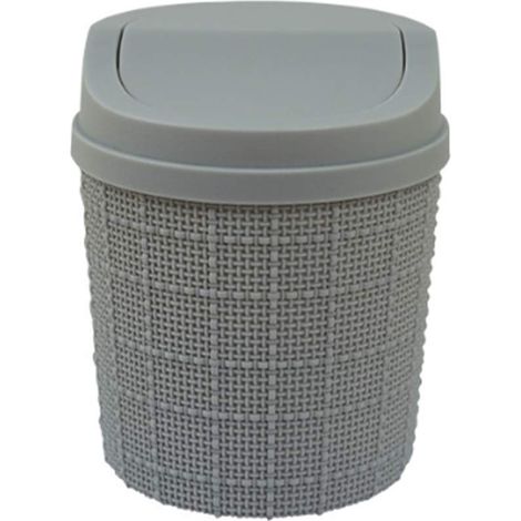 RGE Poubelle De Table Poubelle De Table Avec Couvercle Basculant 85g Design Compact Pour Salle De Bains Gris 11,5 x 16cm 1 Pièce (1/4)