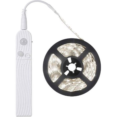 LAN 3m LED-Streifenleuchte mit Bewegungsmelder, batteriebetriebenes Nachtlicht mit PIR-Sensor, Schrankbeleuchtung, IP65 wasserdicht, (Kaltweiß 6500K, 3m) (1/5)