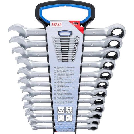 Jeu de Clés Combinées à Cliquet 8-19 mm - 12 pcs - Acier Résistant - Travail Efficace et Précis - D-Work (1/5)
