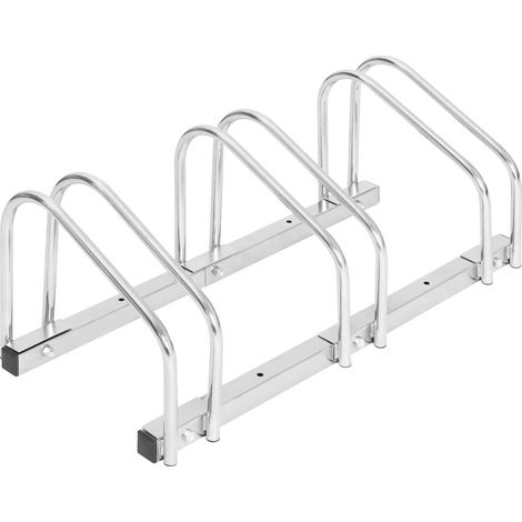 WOLTU Portabicicletas de metal para 3 bicicletas, soporte para montaje en suelo y pared, Plata