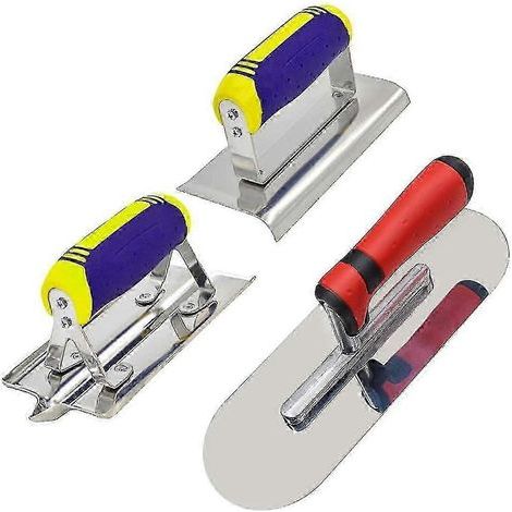 Truelle en acier inoxydable pour bordures de béton et rainures - Kit de finition pour stuc et ciment (1/5)