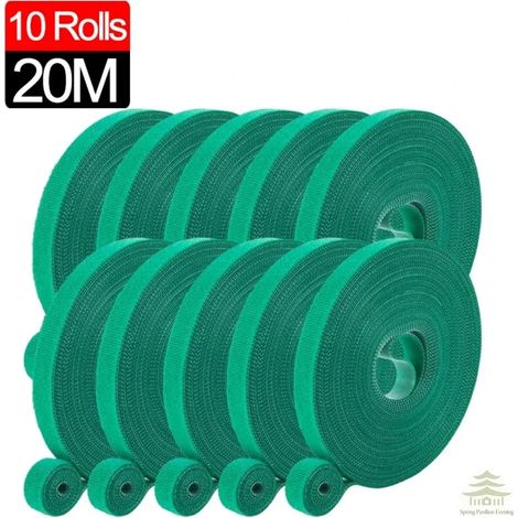 (10 rouleaux (20 m) de liens en nylon pour plantes, avec attaches et boucles, réglables et réutilisables, pour la maison et le jardin) (1/4)