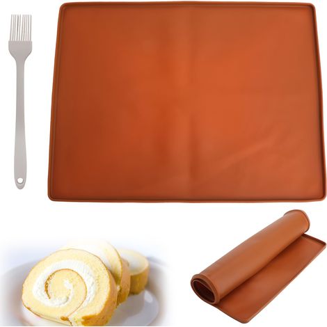 Tapis de Cuisson Silicone avec Bord 40x30 cm Tapis Silicone Antiadhésif Résistant à la Chaleur Tapis de Pâtisserie pour Four Tapis de Cuisson Réutilisable pour Rouler la Pâte avec Pinceau (1/5)