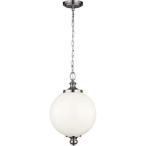 Elstead Parkman - Grand luminaire suspendu à 1 ampoule globe en acier brossé, E27