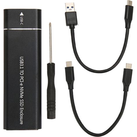 M.2 NVMe USB-C 10 Gbit/s SSD-Gehäuse, kompatibel mit 2230/2242/2260/2280, inklusive USB-C-zu-USB-C- und USB-A-zu-USB-C-Kabel, max. 2 TB Speicherkapazität