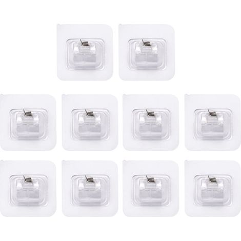 Lot de 10 supports de tringle à rideaux auto-adhésifs. sans perçage et réglables. (1/3)