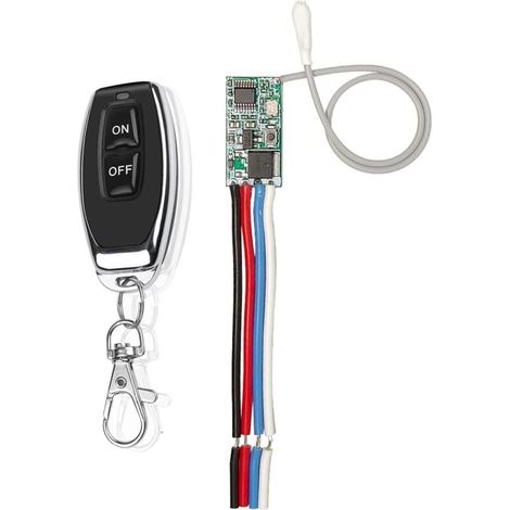 Interrupteur Telecommande,Kit D'Interrupteur Sans Fil ,Avec TéLéCommande 433 Mhz Rf éMetteur Et RéCepteur à Bascule Momentané (1/4)