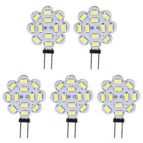 Packung mit 5 ultrahellen weißen 3W 12V SMD 5730 G4 LED-Lampen für den Innenbereich (weiß) (1/5)