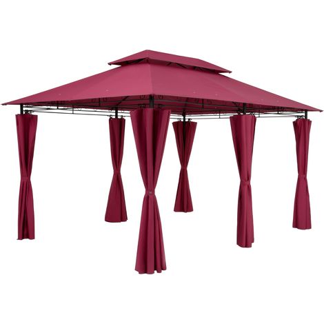 CASARIA® Pavillon 3x4m Gartenzelt Garten Seitenteile Metall Wasserabweisend Topas rot