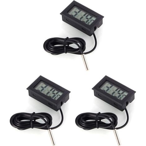 UlisemMonitor de Temperatura Digital LCD Termómetro con sonda Externa para el refrigerador y congelador Acuario -Black (1/4)