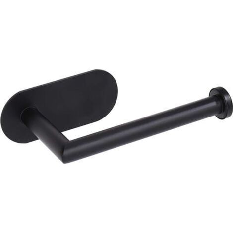 Porte Papier Noir Auto-Adhésif Toilette Acier Inox Mat Distributeur de Papier Hygiénique pour Salle de Bain et Cuisine H570 (1/5)