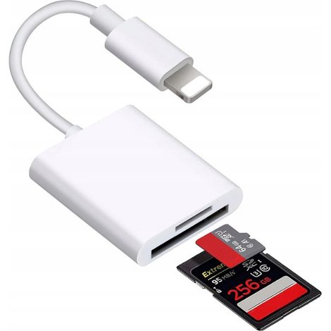 Lettore di schede CO2 2 in 1 per adattatore Lightning per iPhone, micro SD/TF 256GB (1/4)