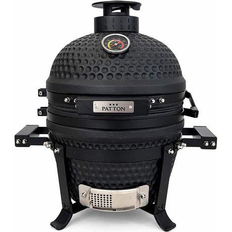 Barbecue kamado en céramique à poser Patton Premium Mini 13" - Grille Ø 27 cm - noir mat