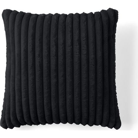 Garance - coussin - en velours côtelé grosses côtes - 40x40 cm - noir (1/4)