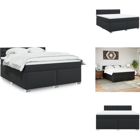 Boxspringbett mit Matratze Schwarz 180x200 cm Kunstleder - Boxspringbett - Boxspringbetten - Bett - Bett Mit Stauraum (1/5)