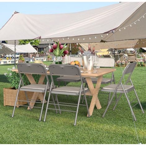 Lot de 2 Chaises Pliantes Velours avec Dossier Ergonomique - Pieds Chromé Argenté pour Réunions/Mariage Design Élégant et Gain de Place, Stockage Facile (1/5)
