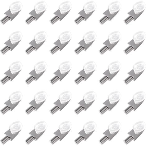 30 Pièces 5mm Taquets d'Étagère, Goupilles de Support D'étagère avec Ventouse, pour Meubles de Bibliothèque D'armoires de Cuisine (1/5)