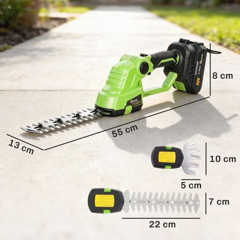 Taille-haie sans fil 2 en 1, taille-haie et arbustes électrique avec longueur de coupe de 20/10 cm, chargeur inclus (1/5)