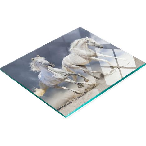 Pannello decorativo multifunzionale da cucina con motivo cavalli da spiaggia in legno massello, 60x52 cm. (1/5)