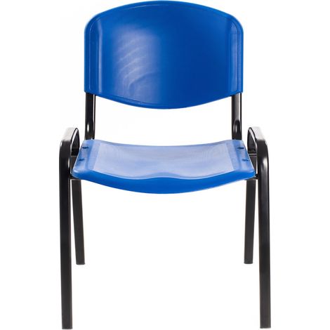 6 chaises de visiteurs empilables chaise salle d'attente conférence plastique bleu (1/2)