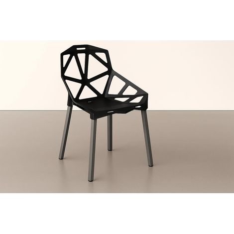 ORION91 Silla ELECTRA Color Negro Estructura Gris 🖤 Acero y Polipropileno 54x59x80cm Comedor Oficina Salón  Teletrabajo Cocina - SpazioLuzio - Unidad (1/5)