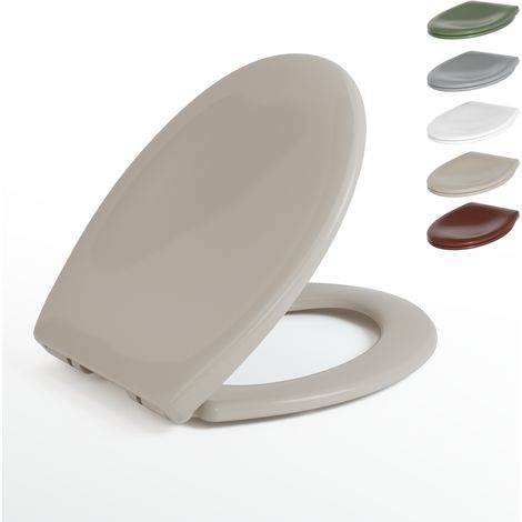 AquaWise Abattant Wc avec Frein de Chute Cuvette Toilette avec charnières en inox Lunette de Toilette en Forme O Duroplast Démontage Rapide Beige