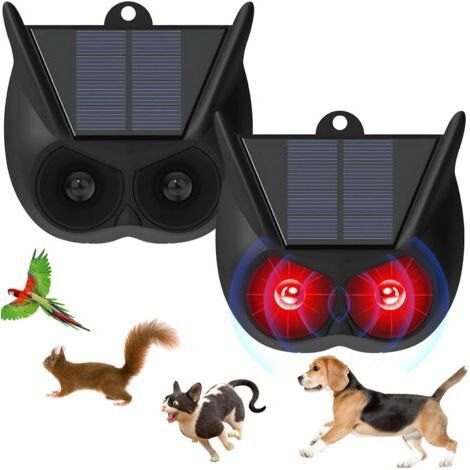 Lot de 2 répulsifs solaires pour chats de jardin, protection contre les renards IP44 avec lampe de poche LED, lampes solaires pour prédateurs, appareils de dissuasion pour jardin, cour et fer (1/5)