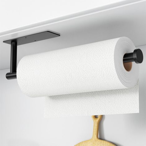 Papierhandtuchspender, selbstklebend oder zum Anbohren, mattschwarz, 1 Stück Edelstahl SUS304, Unterbau-Papierhandtuchspender zur Wandmontage (1/5)