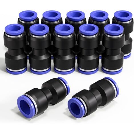 Raccord Rapide Pneumatique PG6-8 - 12 Pcs Adaptateur Réducteur 6mm à 8mm pour Tubes PU/Nylon/PE - Joint NBR, Acier Inoxydable (1/4)