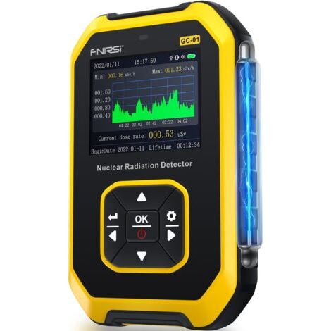 Détecteur de rayonnement nucléaire Geiger - Dosimètre de rayonnement FNIRSI avec écran LCD, moniteur de rayonnement portable rechargeable à rayons X Beta Gamma, 5 unités de dosage commutées (1/5)