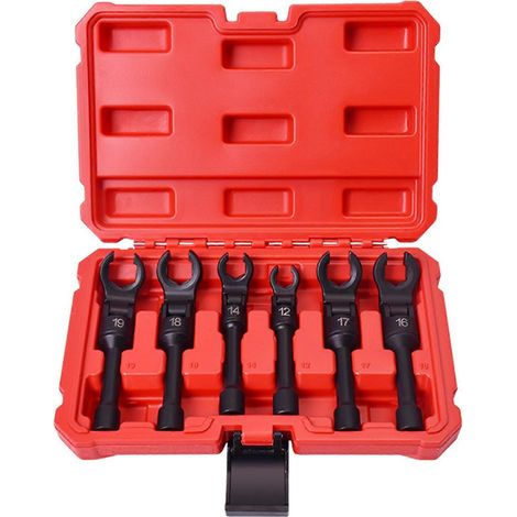 Jeu de 6 clés à douille flexibles longues pour injecteurs de carburant, entraînement 3/8", outil pour écrous à œil de corbeau, 12 mm à 19 mm (1/5)