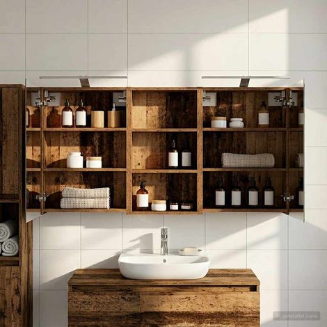 Juego de Muebles de Baño con estante 3 pcs 140 x 14,5 x 70 cm