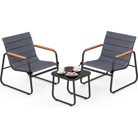 3 pièces salon de jardin bistrot, ensemble extérieur balcon terrasse avec coussins amovibles (1/5)