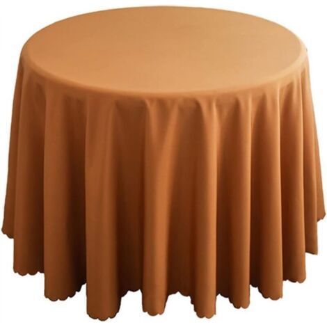 Nappe en polyester, linge de table, table basse, table de cuisine, nappe ronde, style simple, marron, diamètre 260 cm (1/4)