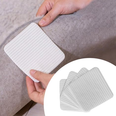 sous-Tapis Antidérapant, Tapis Antidérapant  Antidérapant et Lavable, Patins Antidérapants pour Carrelage et planchers de Bois Franc, Blanc(4 Pcs) (1/5)