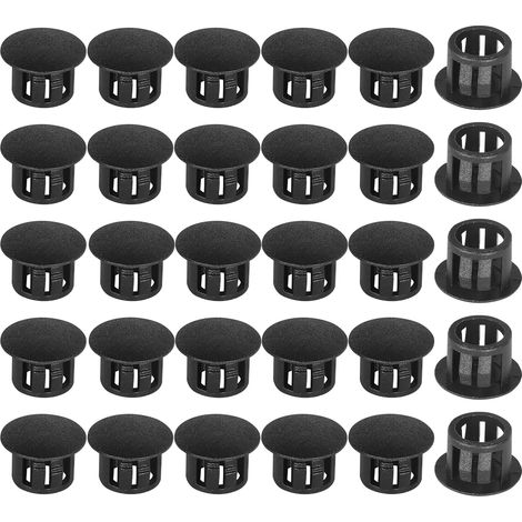 Embouts d'insertion - Embouts de fixation ronds verrouillables - Pour tubes de poteaux de clôture de meubles - 12 mm, 30 unités - Noir (1/5)