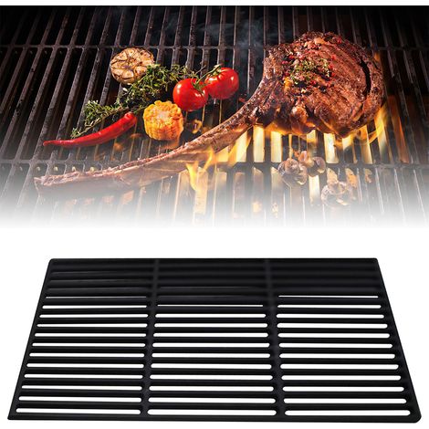 Randaco Griglia in ghisa 54 × 34 cm – Griglia smaltata per barbecue a carbone, barbecue a gas e forno, accessorio BBQ robusto, nero