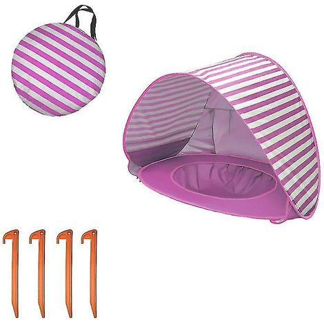 Tente de plage bébé pliable, abri solaire portable avec protection UV, rose, taille 2 (1/5)