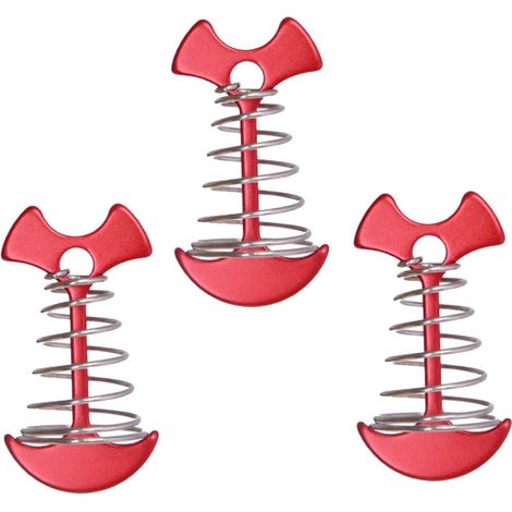 Set Zeltzubehör, Federhaken, Campingzelt, Federhaken aus Knochen, rotes Edelstahl-Zeltzubehör, 3-teilig (1/5)