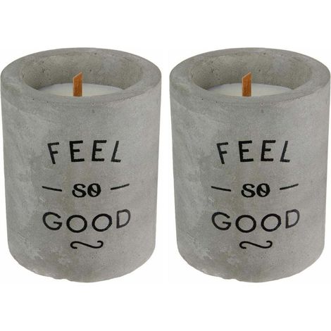 Bougie senteur linge frais pot en ciment (Lot de 2) (1/4)
