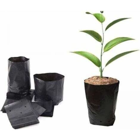 100 sacs de pépinière en plastique épais - 15x25cm (diamètre x hauteur) Sacs de culture pour plantes de jardin avec trous d'aération (1/5)