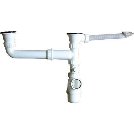 Bonde avec tubulure pour évier 2 cuves D70 avec prise mâle - FRANKE - 265915