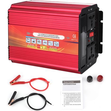 Onduleur LCD 2000 W haute 2 prises universelles double ventilateur de refroidissement WLDT convertisseur DC 12 V vers AC pour voiture extérieur maison (AC110 V 60+/3 Hz) (1/5)