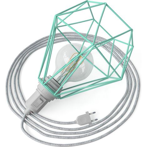 Creative Cables – Tischleuchte „Snake“ – Steckdosenleuchte mit diamantförmigem Lampenschirm