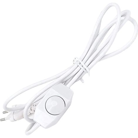 Variateur - Variateur à brancher - Variateur à cordon pour éclairage avec prise et cordon - Variateur sur pied - 1,8 mètre - Blanc (1/5)
