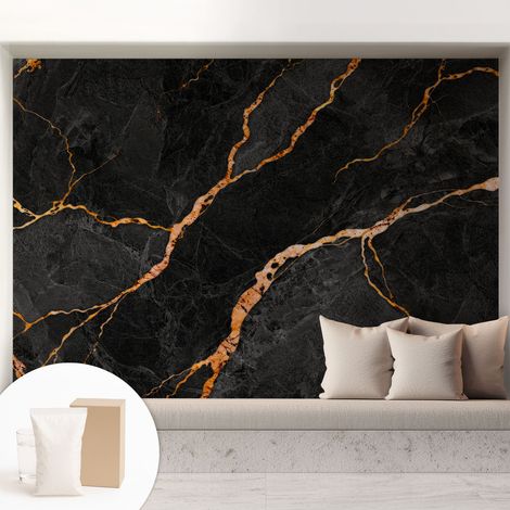 Papier peint intissé mural avec imprimé pour décoration pour salon pour chambre à coucher pour entrée Veines marbrées 208x146 cm (1/5)