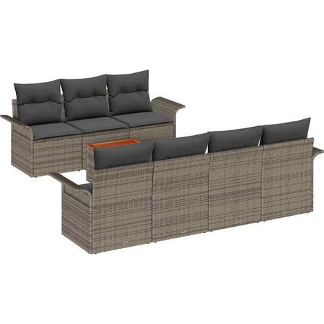 Garden Sofa Set with Storage 8 pcs Grey Poly Rattan vidaXL (1/5)