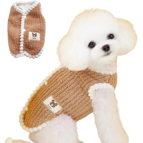 Winterjacke für Hunde – Winddichter Wintermantel für kaltes Wetter – Ärmellose Hundejacke – Fleecegefüttert für kleine Hunde und Katzen (S)