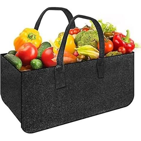 Sac de rangement en feutre avec poignées, sac porte-bûches pliable et grand sac à provisions, 50 x 25 x 25 cm