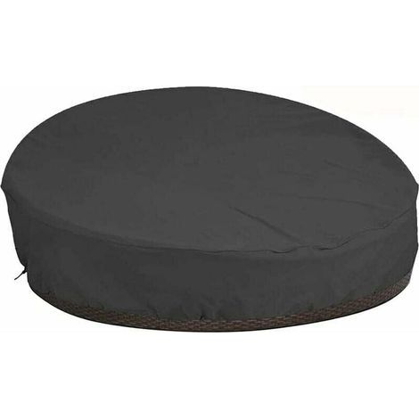 Schutzhülle für runde Schlafsofas – 210D Oxford-Gewebe, wasserdicht, UV-beständig, wind- und regendicht – für Wohnzimmer, Garten oder Terrasse – 228 x 83 cm – Schwarz (1/5)